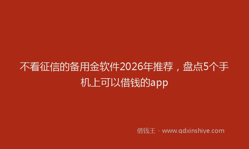 不看征信的备用金软件2026年推荐，盘点5个手机上可以借钱的app