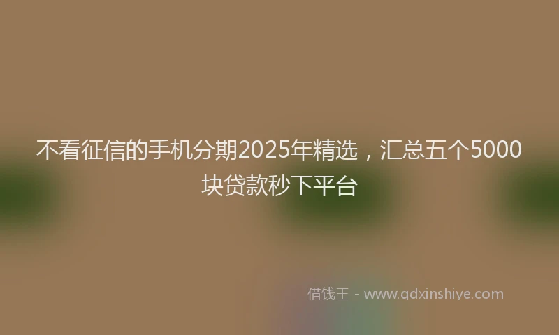 不看征信的手机分期2025年精选，汇总五个5000块贷款秒下平台