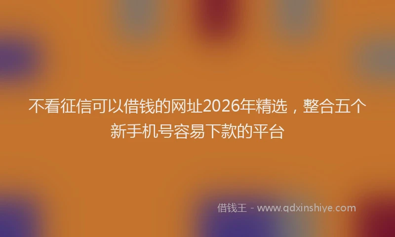 不看征信可以借钱的网址2026年精选,整合五个新手机号容易下款的平台