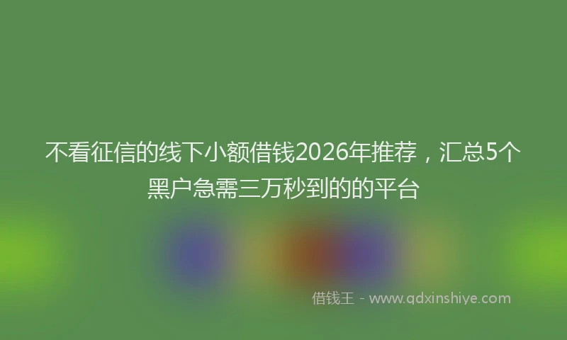 不看征信的线下小额借钱2026年推荐，汇总5个黑户急需三万秒到的的平台