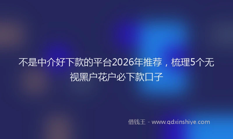 不是中介好下款的平台2026年推荐，梳理5个无视黑户花户必下款口子