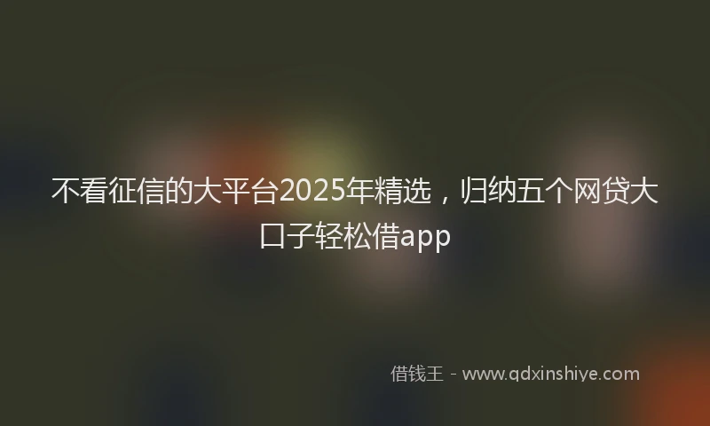 不看征信的大平台2025年精选，归纳五个网贷大口子轻松借app