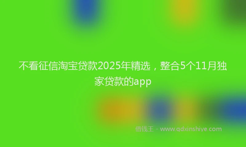 不看征信淘宝贷款2025年精选，整合5个11月独家贷款的app