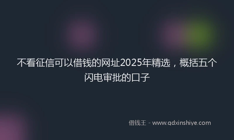不看征信可以借钱的网址2025年精选,概括五个闪电审批的口子