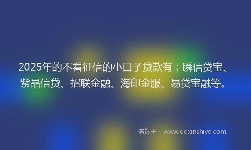 2025年的不看征信的小口子贷款有：瞬信贷宝、紫晶信贷、招联金融、海印金服、易贷宝融等。