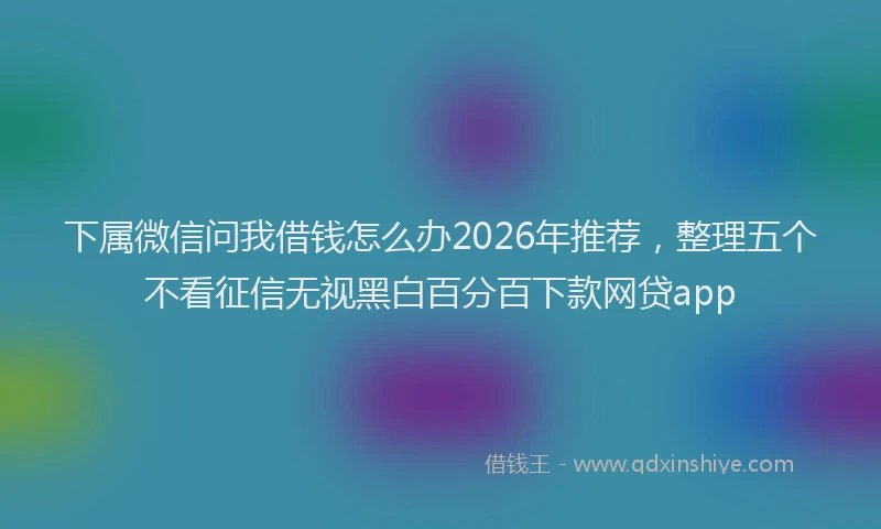下属微信问我借钱怎么办2026年推荐，整理五个不看征信无视黑白百分百下款网贷app
