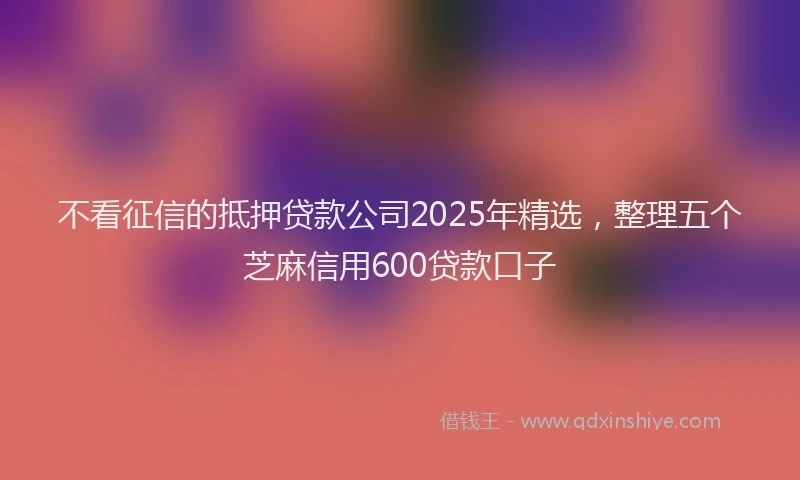 不看征信的抵押贷款公司2025年精选，整理五个芝麻信用600贷款口子