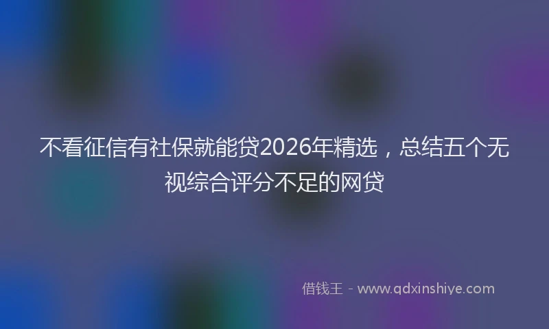 不看征信有社保就能贷2026年精选，总结五个无视综合评分不足的网贷