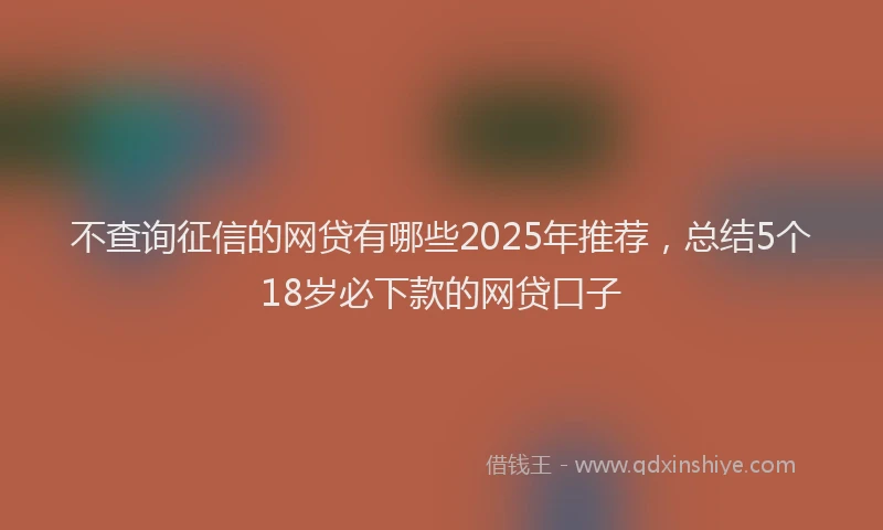 不查询征信的网贷有哪些2025年推荐，总结5个18岁必下款的网贷口子