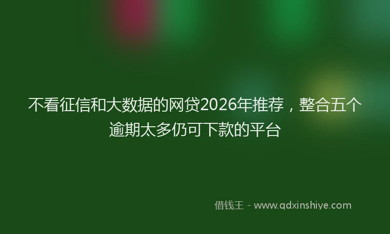 不看征信和大数据的网贷2026年推荐，整合五个逾期太多仍可下款的平台