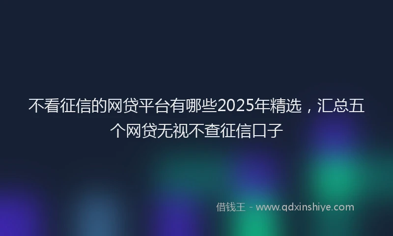 不看征信的网贷平台有哪些2025年精选，汇总五个网贷无视不查征信口子