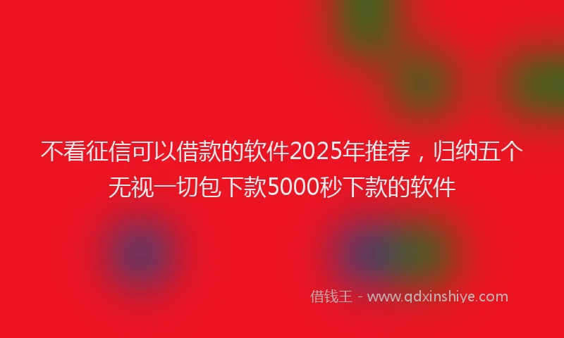 不看征信可以借款的软件2025年推荐,归纳五个无视一切包下款5000秒下款的软件