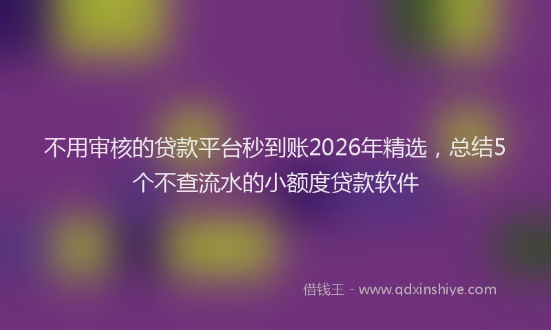 不用审核的贷款平台秒到账2026年精选，总结5个不查流水的小额度贷款软件