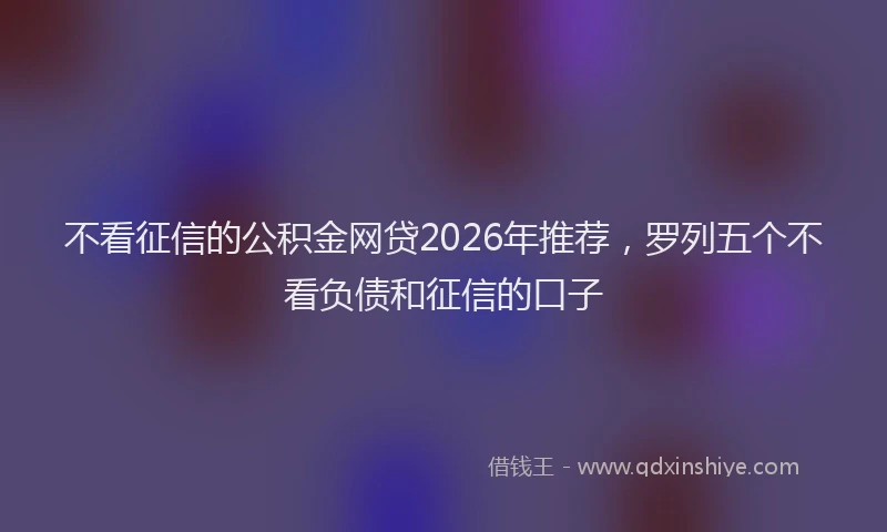 不看征信的公积金网贷2026年推荐，罗列五个不看负债和征信的口子