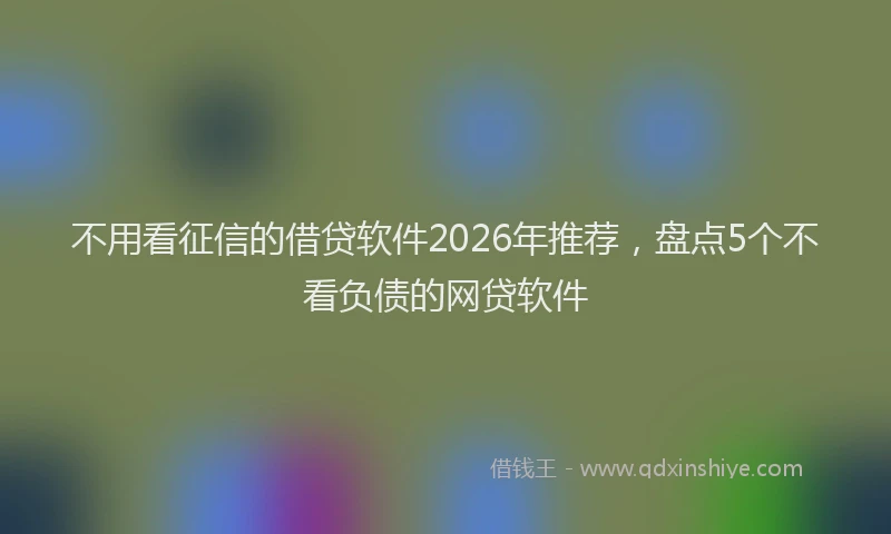 不用看征信的借贷软件2026年推荐，盘点5个不看负债的网贷软件