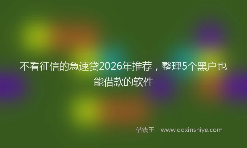 不看征信的急速贷2026年推荐，整理5个黑户也能借款的软件