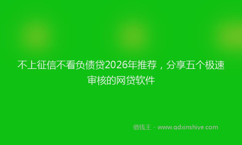 不上征信不看负债贷2026年推荐，分享五个极速审核的网贷软件