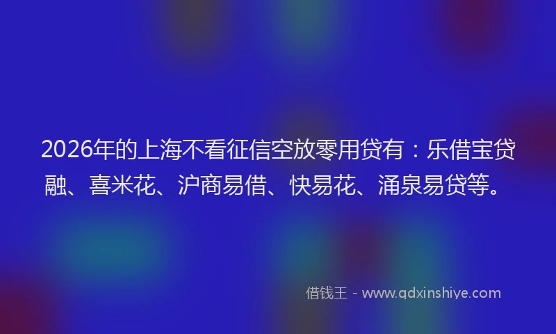 2026年的上海不看征信空放零用贷有：乐借宝贷融、喜米花、沪商易借、快易花、涌泉易贷等。