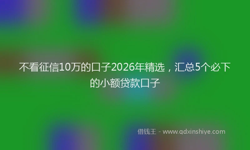 不看征信10万的口子2026年精选，汇总5个必下的小额贷款口子