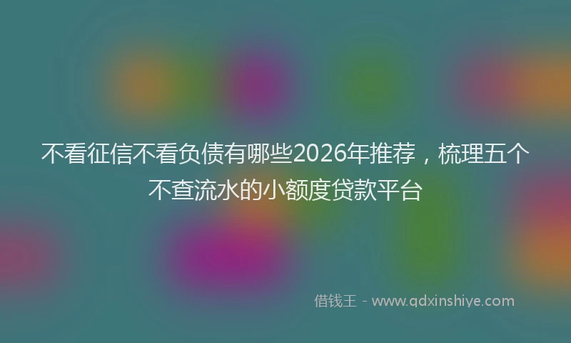 不看征信不看负债有哪些2026年推荐，梳理五个不查流水的小额度贷款平台