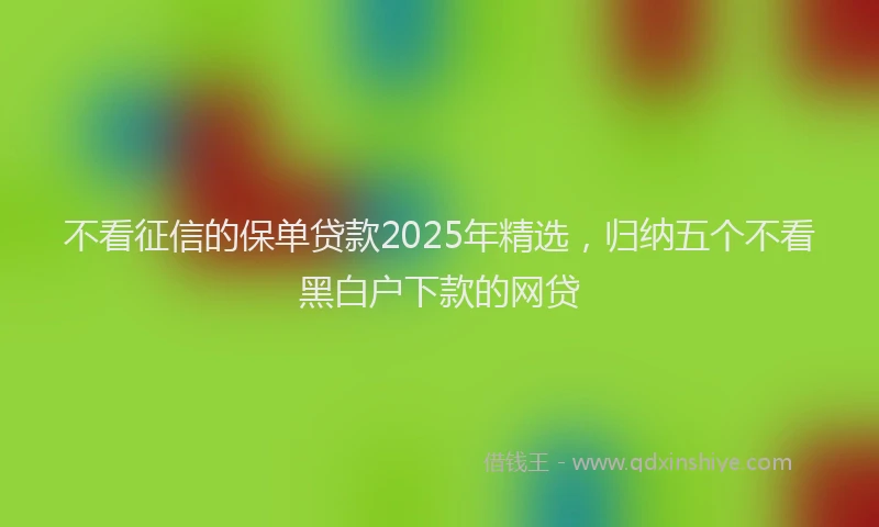 不看征信的保单贷款2025年精选,归纳五个不看黑白户下款的网贷