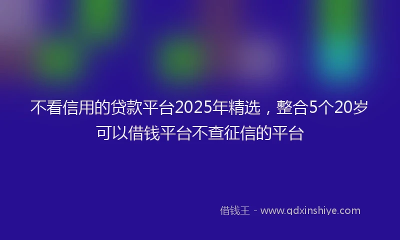 不看信用的贷款平台2025年精选，整合5个20岁可以借钱平台不查征信的平台