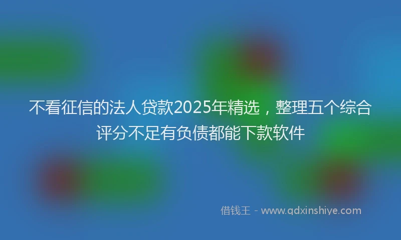不看征信的法人贷款2025年精选，整理五个综合评分不足有负债都能下款软件