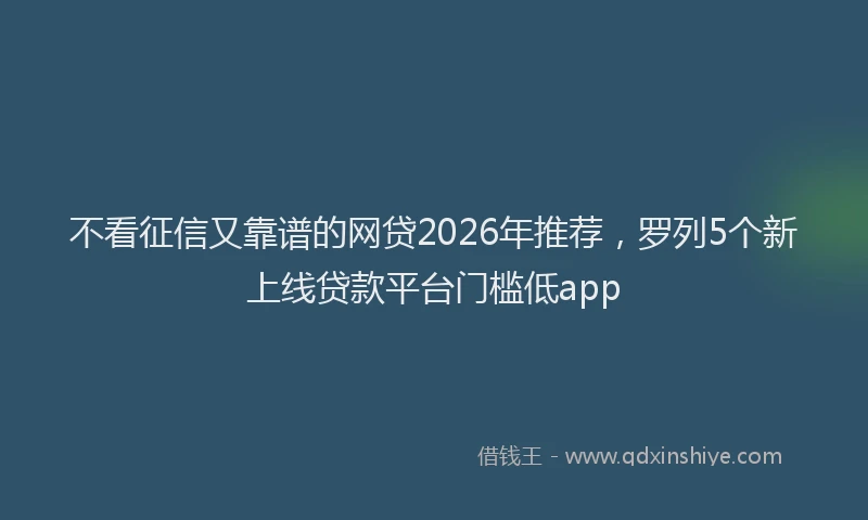不看征信又靠谱的网贷2026年推荐，罗列5个新上线贷款平台门槛低app