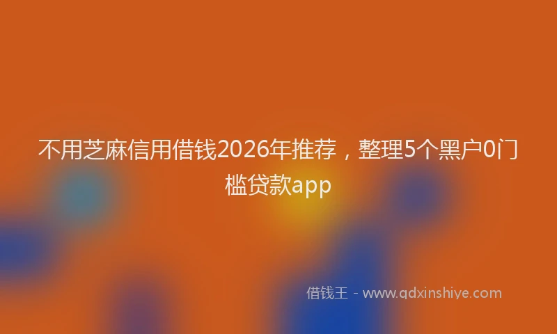 不用芝麻信用借钱2026年推荐，整理5个黑户0门槛贷款app