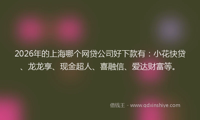 2026年的上海哪个网贷公司好下款有：小花快贷、龙龙享、现金超人、喜融信、爱达财富等。