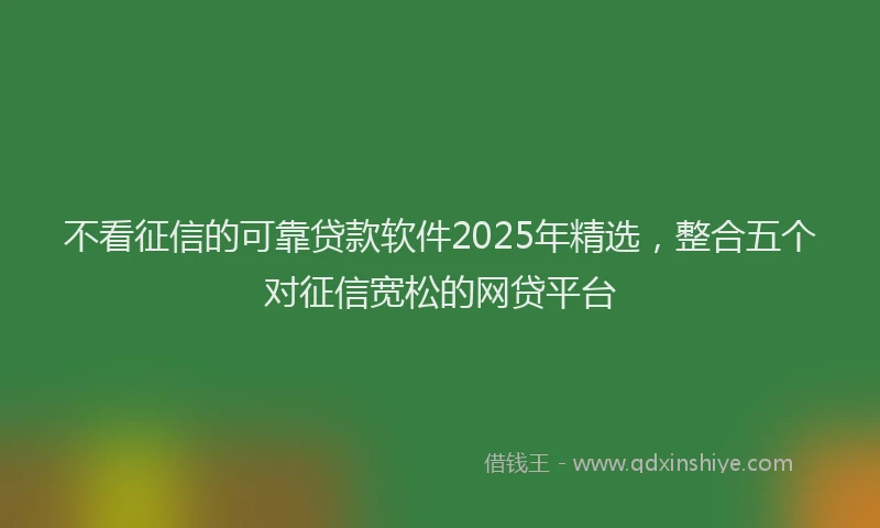 不看征信的可靠贷款软件2025年精选，整合五个对征信宽松的网贷平台