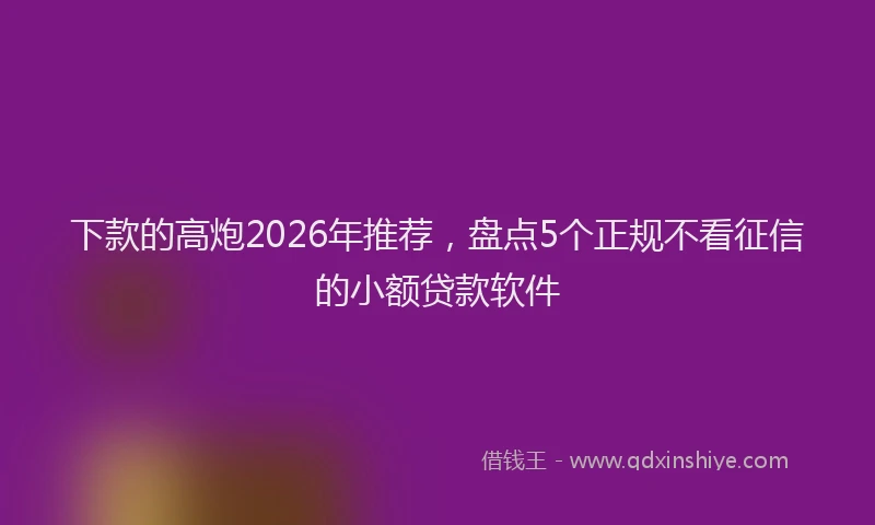 下款的高炮2026年推荐，盘点5个正规不看征信的小额贷款软件