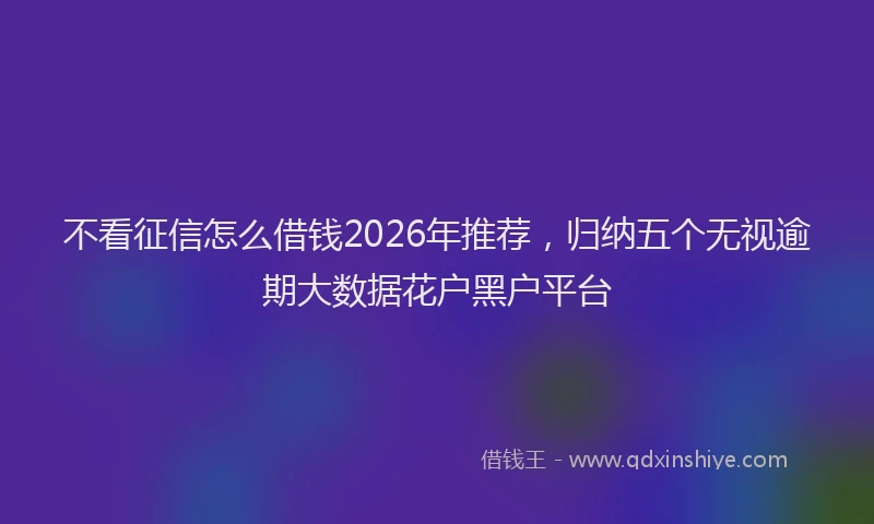 不看征信怎么借钱2026年推荐，归纳五个无视逾期大数据花户黑户平台