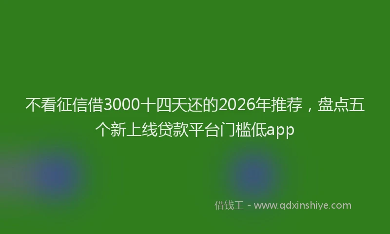 不看征信借3000十四天还的2026年推荐，盘点五个新上线贷款平台门槛低app