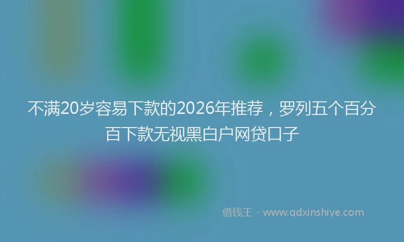 不满20岁容易下款的2026年推荐，罗列五个百分百下款无视黑白户网贷口子