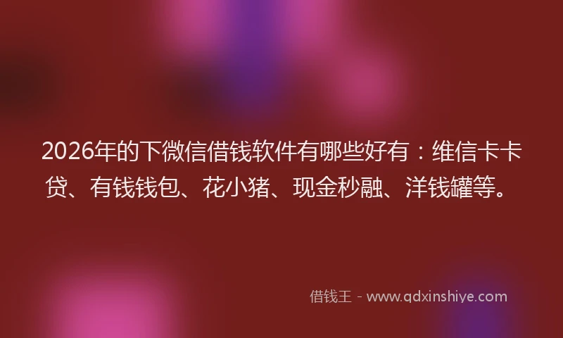 2026年的下微信借钱软件有哪些好有：维信卡卡贷、有钱钱包、花小猪、现金秒融、洋钱罐等。