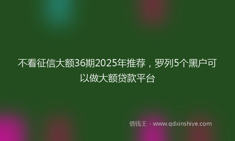 不看征信大额36期2025年推荐，罗列5个黑户可以做大额贷款平台