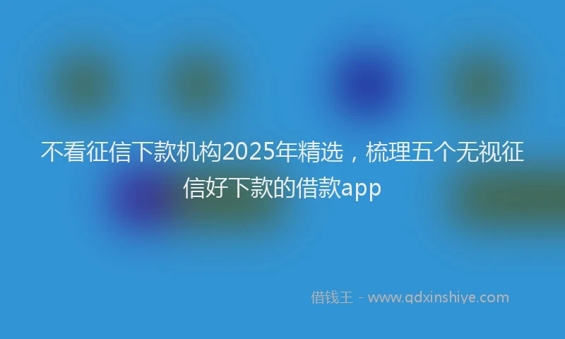不看征信下款机构2025年精选,梳理五个无视征信好下款的借款app