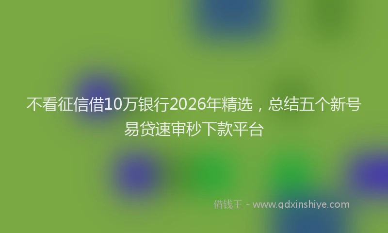 不看征信借10万银行2026年精选，总结五个新号易贷速审秒下款平台