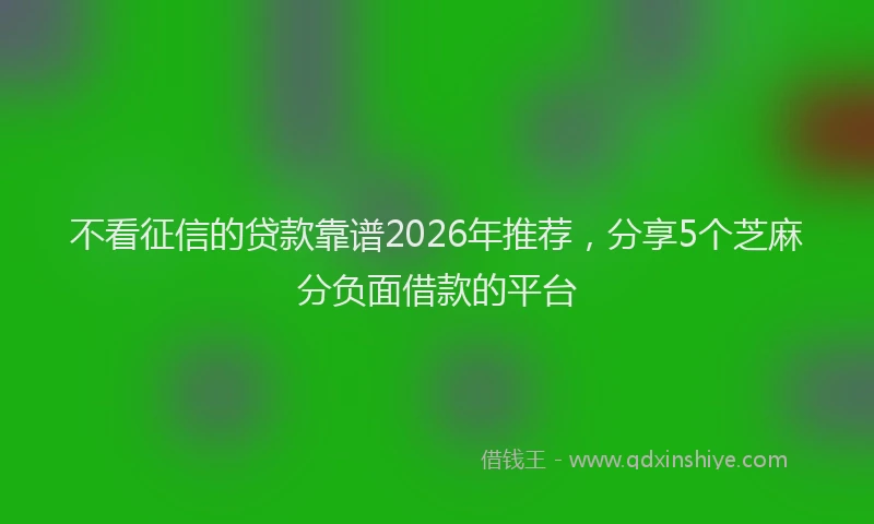 不看征信的贷款靠谱2026年推荐，分享5个芝麻分负面借款的平台
