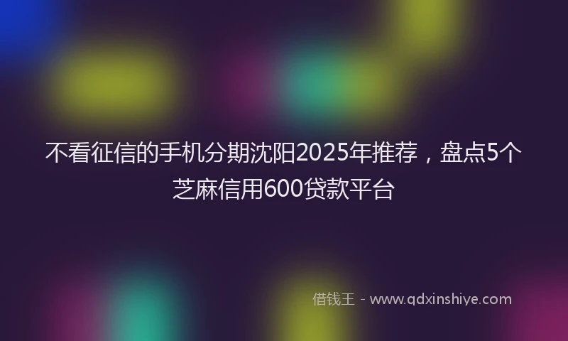 不看征信的手机分期沈阳2025年推荐，盘点5个芝麻信用600贷款平台