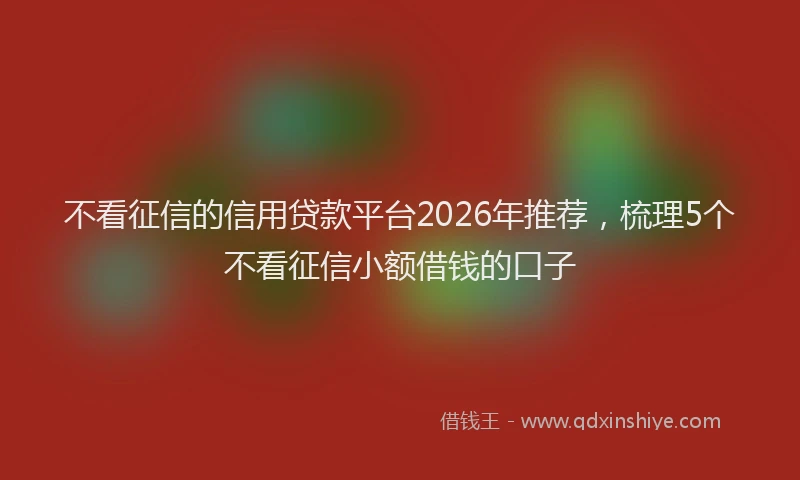 不看征信的信用贷款平台2026年推荐，梳理5个不看征信小额借钱的口子