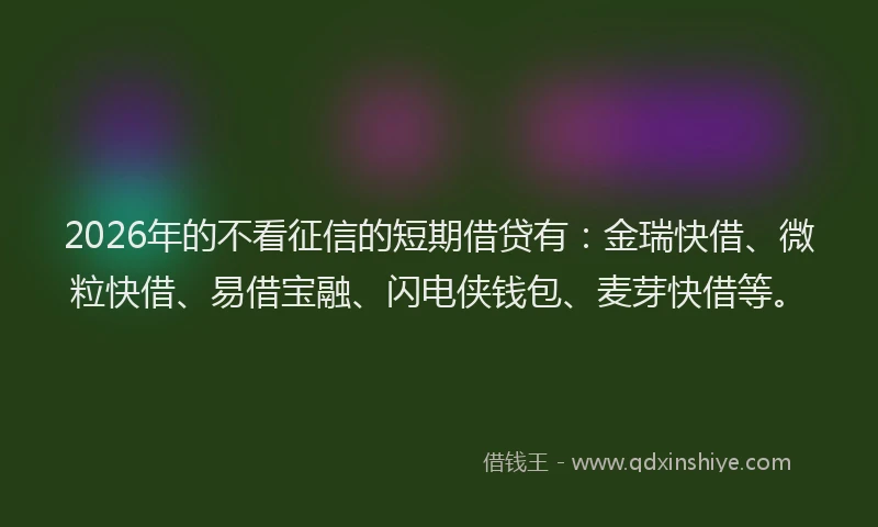2026年的不看征信的短期借贷有：金瑞快借、微粒快借、易借宝融、闪电侠钱包、麦芽快借等。