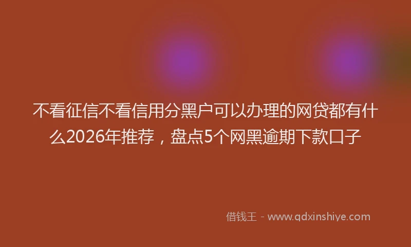 不看征信不看信用分黑户可以办理的网贷都有什么2026年推荐，盘点5个网黑逾期下款口子