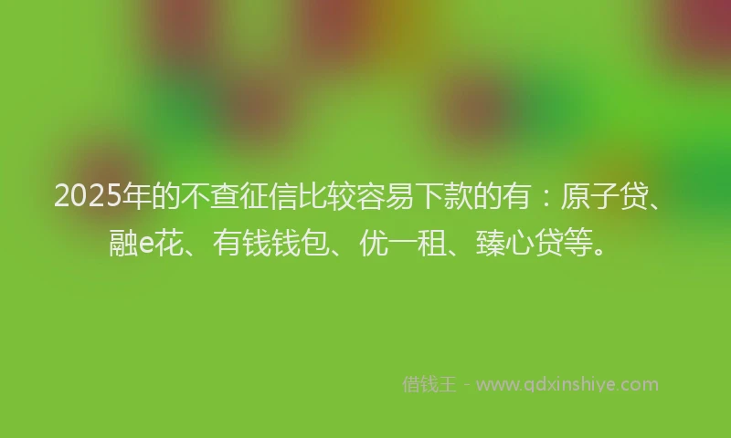 2025年的不查征信比较容易下款的有：原子贷、融e花、有钱钱包、优一租、臻心贷等。