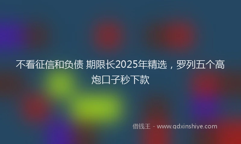 不看征信和负债 期限长2025年精选,罗列五个高炮口子秒下款