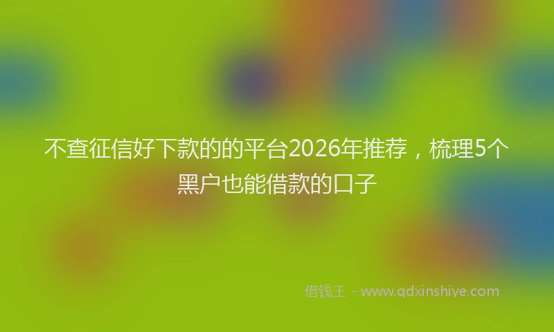 不查征信好下款的的平台2026年推荐,梳理5个黑户也能借款的口子