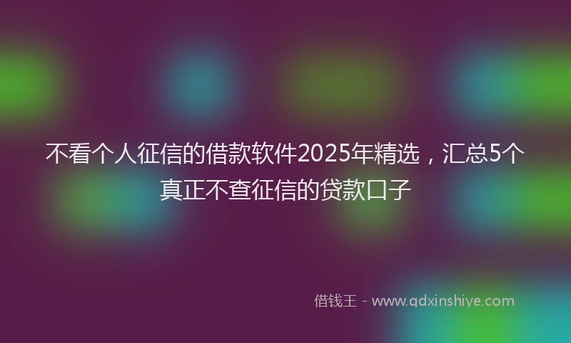 不看个人征信的借款软件2025年精选，汇总5个真正不查征信的贷款口子