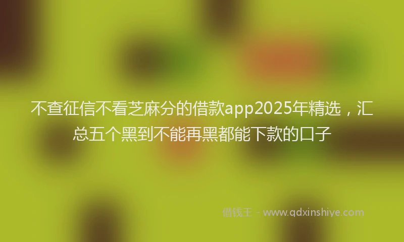 不查征信不看芝麻分的借款app2025年精选，汇总五个黑到不能再黑都能下款的口子