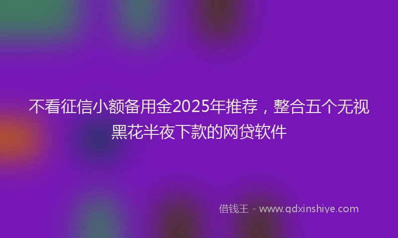 不看征信小额备用金2025年推荐，整合五个无视黑花半夜下款的网贷软件